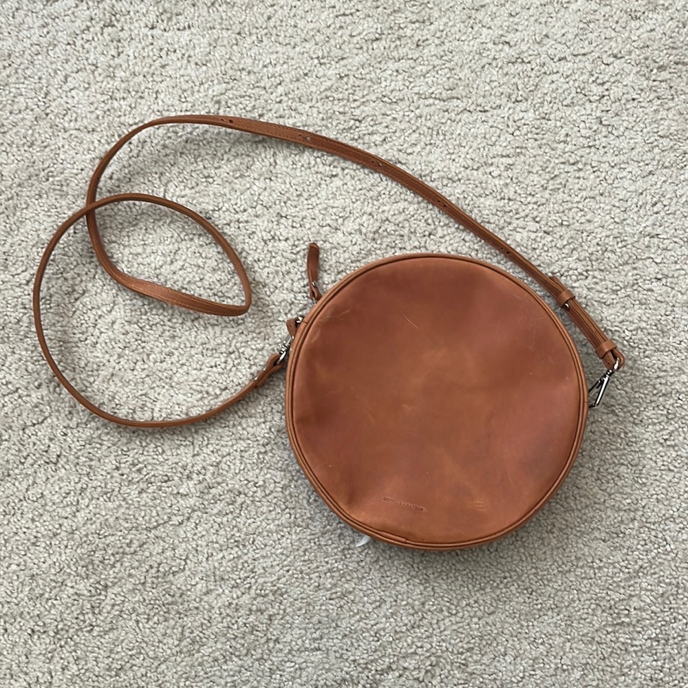 Light brown leather satchel